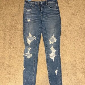 Distressed Blue Jeans